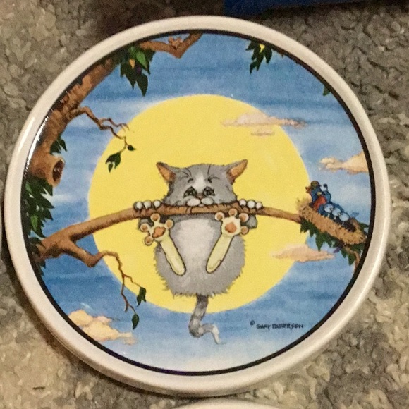 Set of 4 Gary Patterson Cartoon Cat Non-Slip Ceramic Coasters by Clay Design - Picture 3 of 7